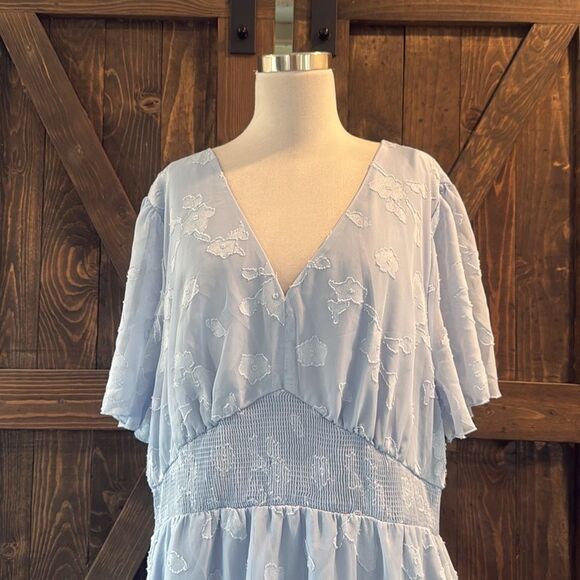 Simplee Boho Floral V Neck Formal Maxi Ruffle Flowy Bridesmaid Wedding Dress - Picture 4 of 13